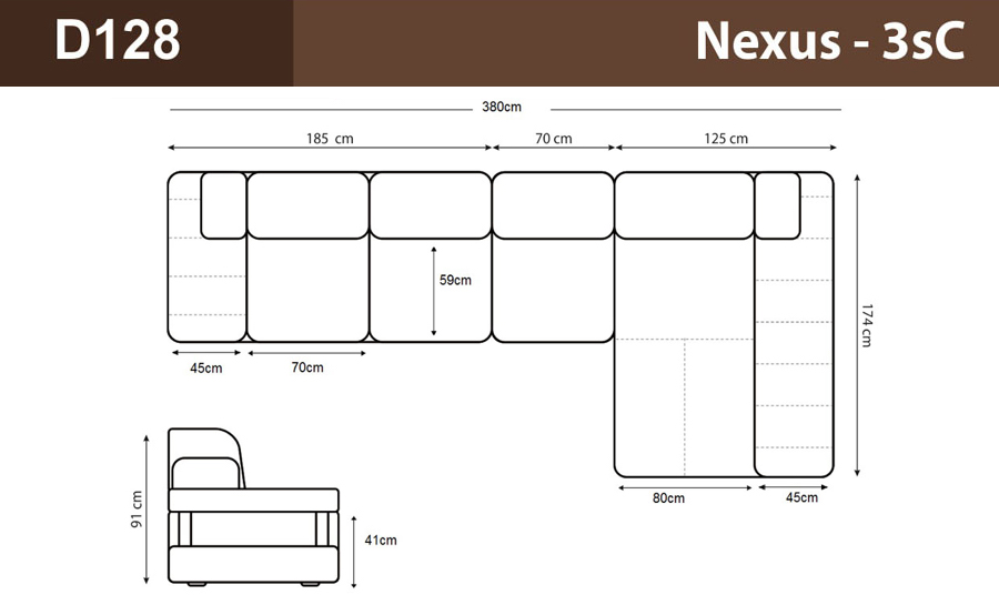 Nexus - 3sC - Leather Sofa Lounge Set